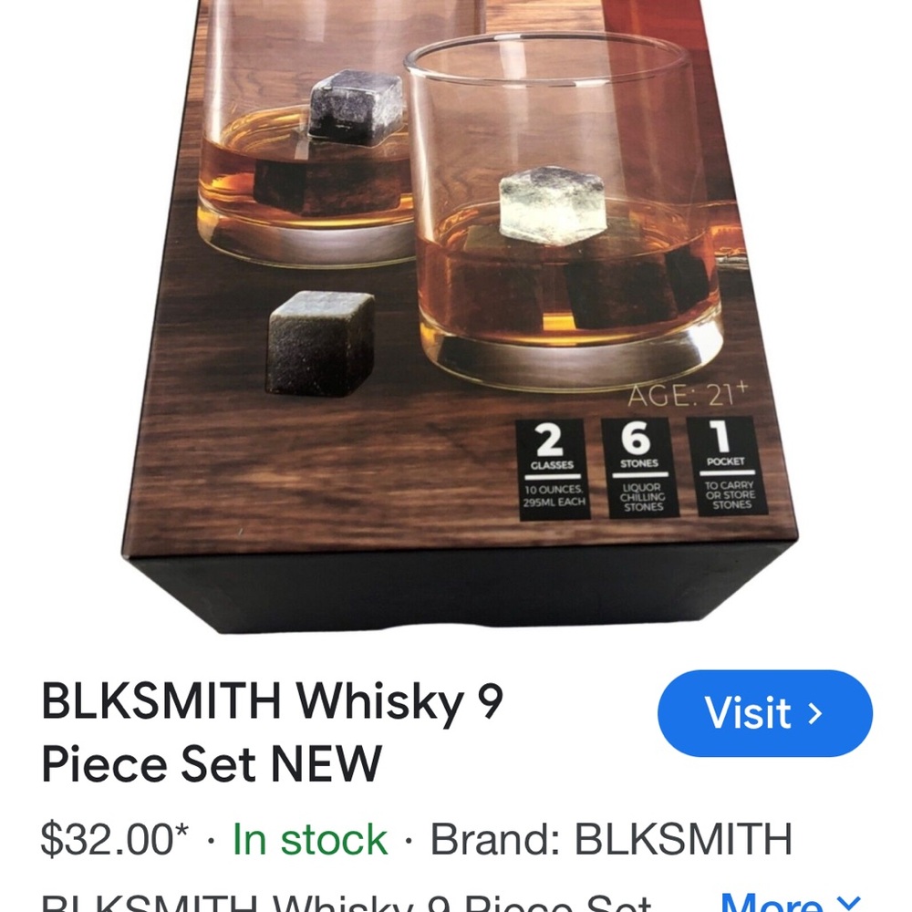 SMITH Black and Gray Drinkware Set with Whiskey Stones